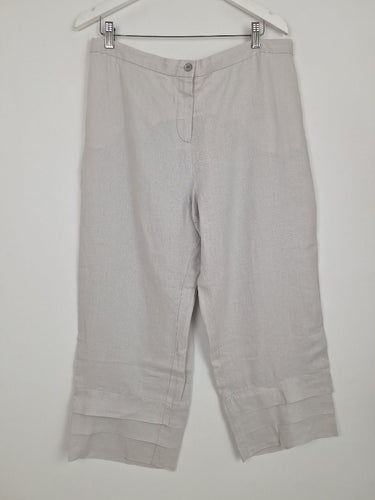 Second-Hand - Blue Illusion Moonstone Linen Layered Hem Pants Size XXXL - SwapUp