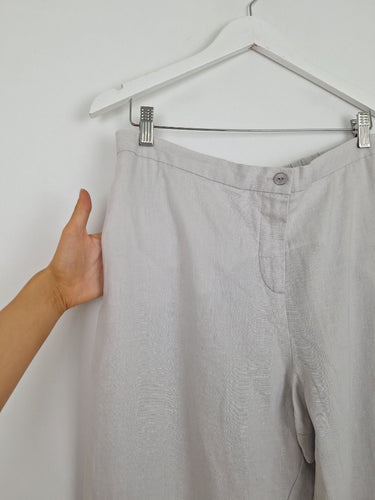 Second-Hand - Blue Illusion Moonstone Linen Layered Hem Pants Size XXXL - SwapUp