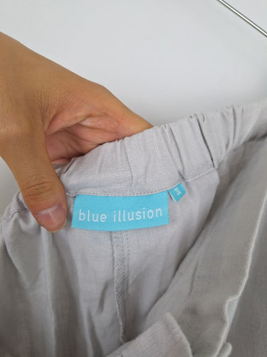 Second-Hand - Blue Illusion Moonstone Linen Layered Hem Pants Size XXXL - SwapUp