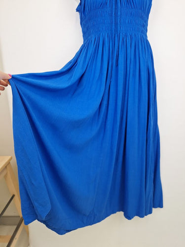 Second-Hand - Mister Zimi Vibrant Blue Ruffle Trim Picnic Dress Size 12 - SwapUp
