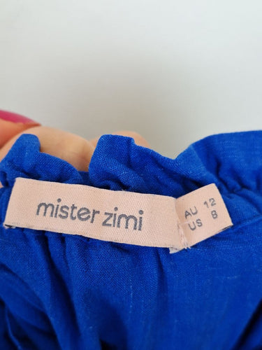 Second-Hand - Mister Zimi Vibrant Blue Ruffle Trim Picnic Dress Size 12 - SwapUp