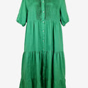 Second-Hand - Zjoosh Earthy Green Linen Pin Pleat Dress Size 12 - SwapUp
