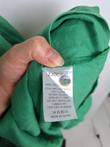 Second-Hand - Zjoosh Earthy Green Linen Pin Pleat Dress Size 12 - SwapUp