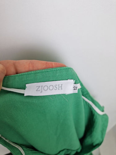 Second-Hand - Zjoosh Earthy Green Linen Pin Pleat Dress Size 12 - SwapUp