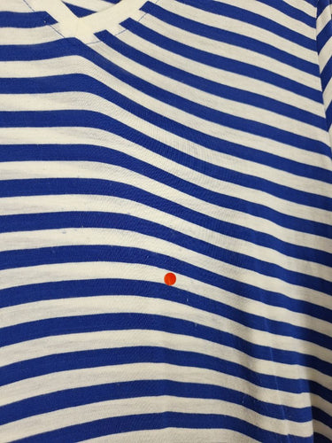 Second-Hand - Ben Sherman Relaxed Blue Stripe V Neck T-shirt Size S - SwapUp