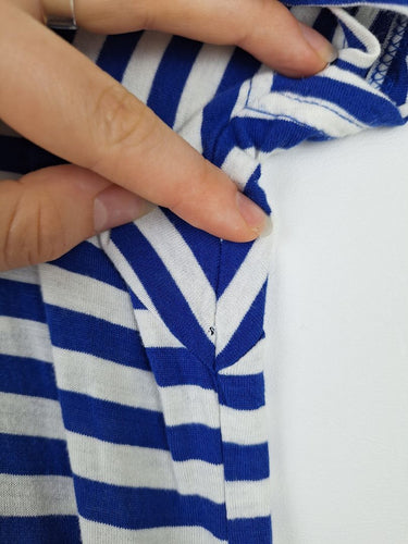 Second-Hand - Ben Sherman Relaxed Blue Stripe V Neck T-shirt Size S - SwapUp