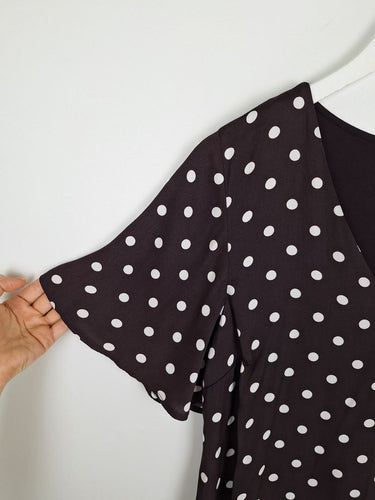 Second-Hand - Witchery Chocolate Polka Dot Duo Top Size M - SwapUp