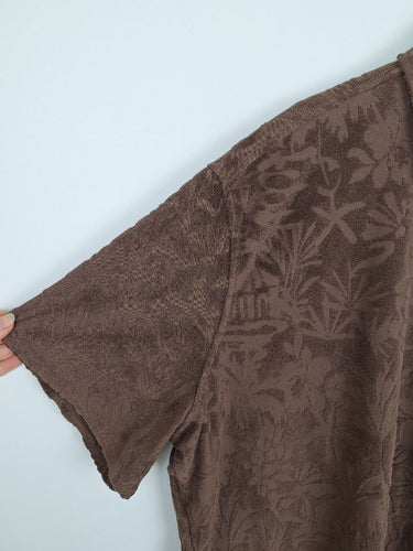 Second-Hand - Lorna Jane Espresso Dusty Palm Towelling Oversized Skirt Size M - SwapUp
