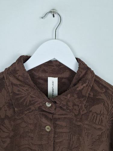 Second-Hand - Lorna Jane Espresso Dusty Palm Towelling Oversized Skirt Size M - SwapUp