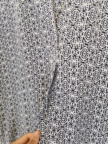 Second-Hand - Trenery Timeless Navy Print Silk Top Size XS - SwapUp