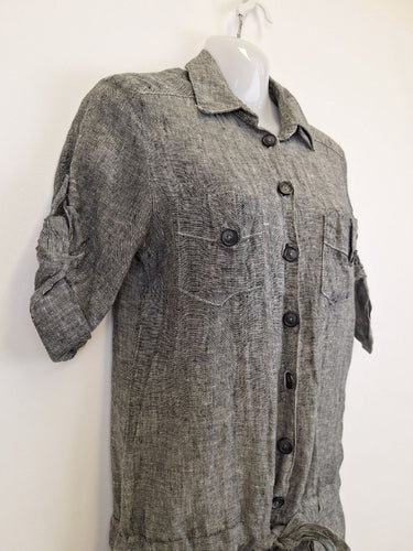 Second-Hand - Gorman Casual Grey Button Up Linen Playsuit Size S - SwapUp