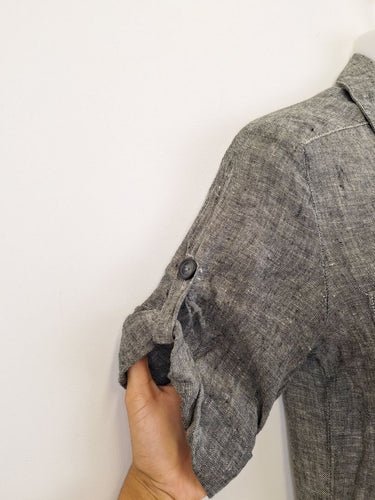 Second-Hand - Gorman Casual Grey Button Up Linen Playsuit Size S - SwapUp