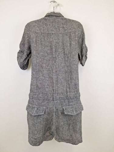 Second-Hand - Gorman Casual Grey Button Up Linen Playsuit Size S - SwapUp