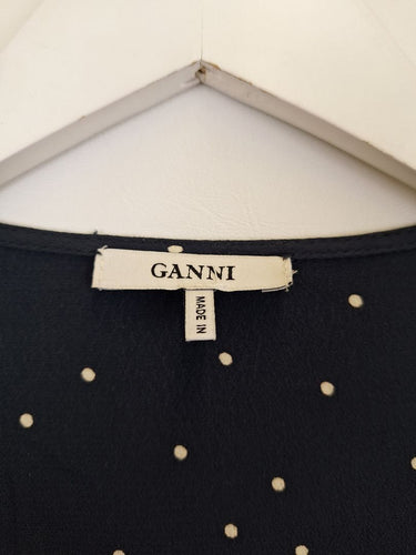 Second-Hand - Ganni Midnight Blue Polka Flowy Cape Size S - SwapUp