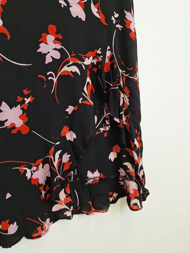 Second-Hand - Scanlan Theodore Sheer Floral Ruffle Knee Length Skirt Size 8 - SwapUp