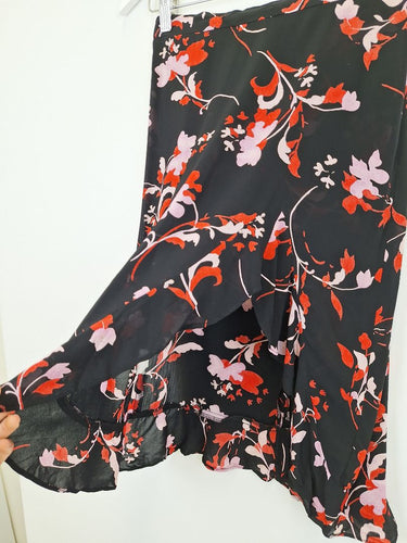 Second-Hand - Scanlan Theodore Sheer Floral Ruffle Knee Length Skirt Size 8 - SwapUp