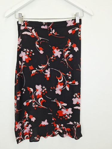 Second-Hand - Scanlan Theodore Sheer Floral Ruffle Knee Length Skirt Size 8 - SwapUp