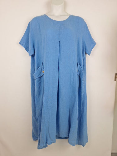 Second-Hand - DONNA DONNA Periwinkle Linen Rexlaxed Dress Size XXL - SwapUp