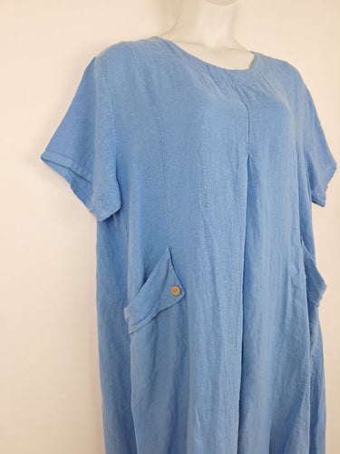 Second-Hand - DONNA DONNA Periwinkle Linen Rexlaxed Dress Size XXL - SwapUp