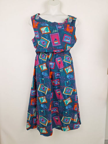Second-Hand - Keshet Graphic Travel Teal Dress Size XXL - SwapUp