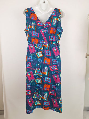 Second-Hand - Keshet Graphic Travel Teal Dress Size XXL - SwapUp