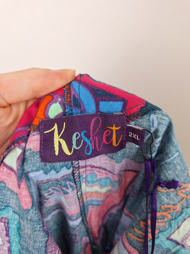 Second-Hand - Keshet Graphic Travel Teal Dress Size XXL - SwapUp
