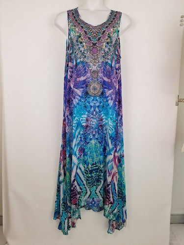 Second-Hand - The Swank Resort Vibrant Peacock Maxi Dress Size XL - SwapUp