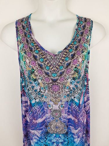 Second-Hand - The Swank Resort Vibrant Peacock Maxi Dress Size XL - SwapUp