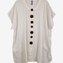 Second-Hand - Taking Shape Crisp Linen Funky Button Blouse Size 22 - SwapUp