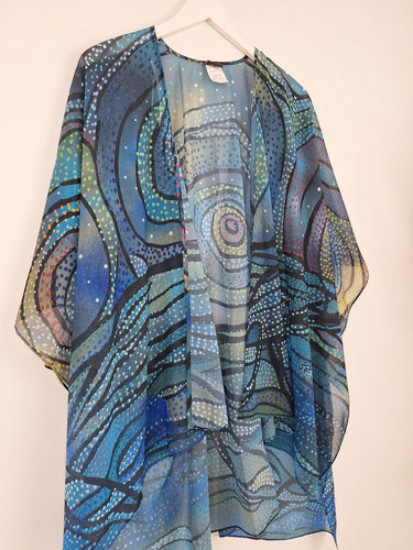 Second-Hand - Assorted Brands Sheer Spiral & Dot Cardigan Size OSFA - SwapUp