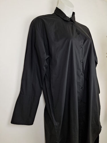 Second-Hand - Lee Mathews Black Wide Cuff Poplin Shirt Dress Size 10 - SwapUp