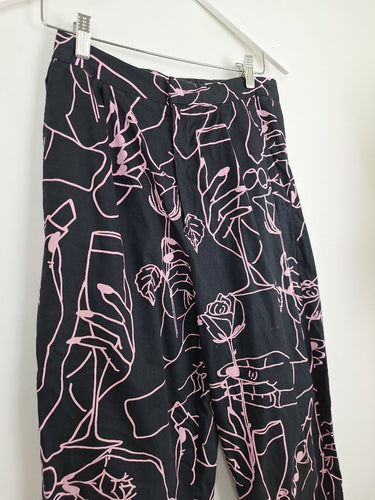 Second-Hand - Gorman Rose & Champagne Cotton Contrast Pants Size 10 - SwapUp