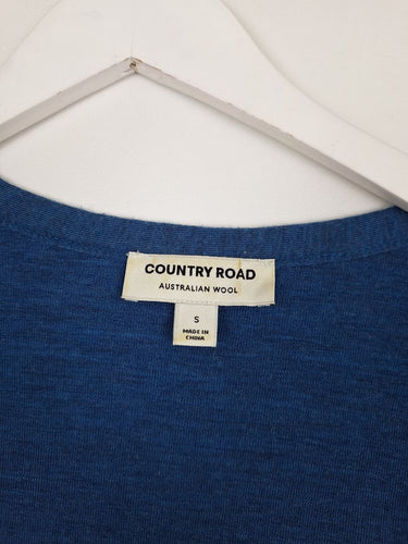 Second-Hand - Country Road Ocean Blue Australian Wool Open Cardigan Size S - SwapUp