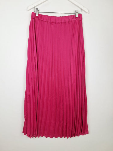 Second-Hand - Decjuba Hibiscus Pink Pleated Midi Skirt Size 10 - SwapUp