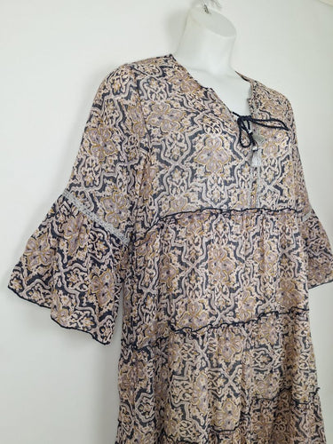 Second-Hand - Adrift Bohemian Light Cotton Mini Dress Size L - SwapUp