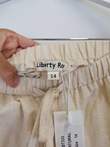 Second-Hand - Liberty Rose Natural Elevated Linen Blend Pants Size 14 - SwapUp