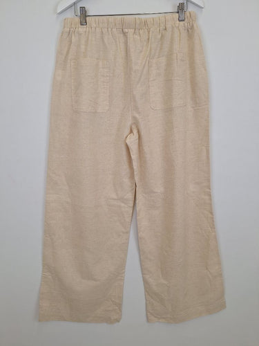 Second-Hand - Liberty Rose Natural Elevated Linen Blend Pants Size 14 - SwapUp