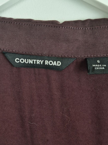 Second-Hand - Country Road Chic Eggplant Button Up Shirt Size 6 - SwapUp