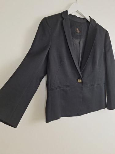 Second-Hand - David Lawrence Preppy Black Cropped Blazer Size 10 - SwapUp