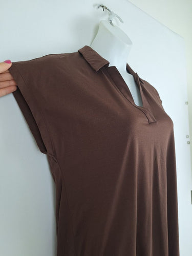 Second-Hand - Trenery Chocolate Brown Casual Interlock Polo Dress Size S - SwapUp