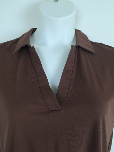 Second-Hand - Trenery Chocolate Brown Casual Interlock Polo Dress Size S - SwapUp