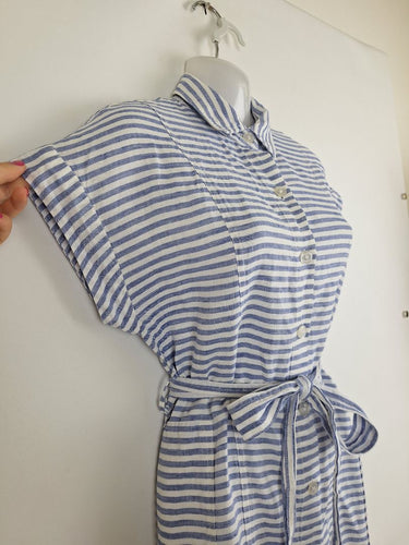 Second-Hand - Two - T's Casual Striped Linen Dress Size 8 - SwapUp