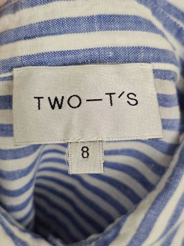 Second-Hand - Two - T's Casual Striped Linen Dress Size 8 - SwapUp