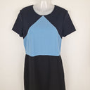 Second-Hand - Diane von Furstenberg Classic Blue ColourblockWool Office Dress Size 12 - SwapUp