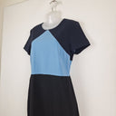 Second-Hand - Diane von Furstenberg Classic Blue ColourblockWool Office Dress Size 12 - SwapUp