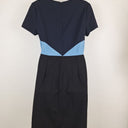 Second-Hand - Diane von Furstenberg Classic Blue ColourblockWool Office Dress Size 12 - SwapUp