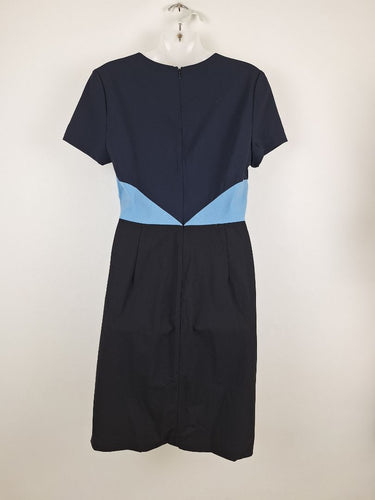 Second-Hand - Diane von Furstenberg Classic Blue ColourblockWool Office Dress Size 12 - SwapUp