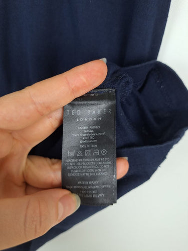 Second-Hand - Ted Baker Navy Vintage Stripe T-shirt Size 10 - SwapUp