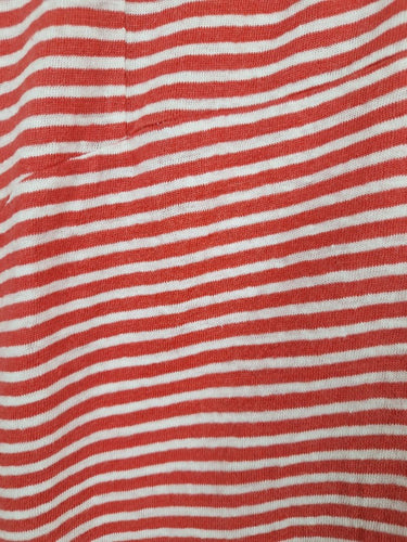 Second-Hand - Yarra Trail Panelled Red Striped Casual Linen Top Size L - SwapUp