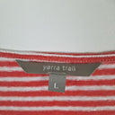 Second-Hand - Yarra Trail Panelled Red Striped Casual Linen Top Size L - SwapUp